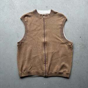 Unbranded Brown Full Zip Knit Sweater Vest